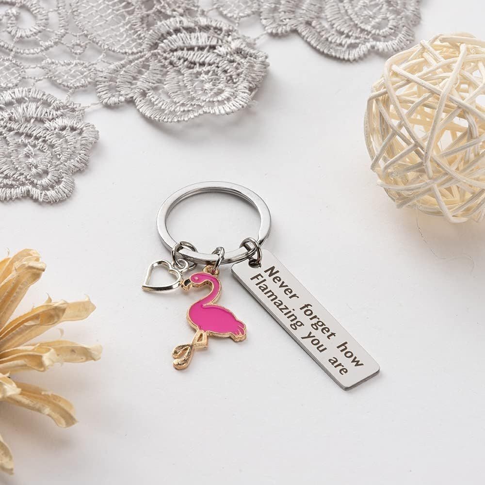Never Forget How Flamazing You Are! Flamingo Keychain - Picture 6 of 6